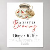Baby is brewing coffee baby shower diaper raffle  poster (Voorkant)