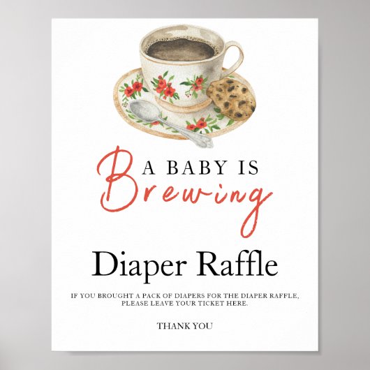 Baby is brewing coffee baby shower diaper raffle  poster (Voorkant)