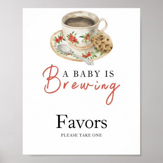 Baby is brewing coffee baby shower FAVORS Poster (Voorkant)