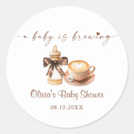 Baby Is Brewing Coffee Baby Shower Ronde Sticker