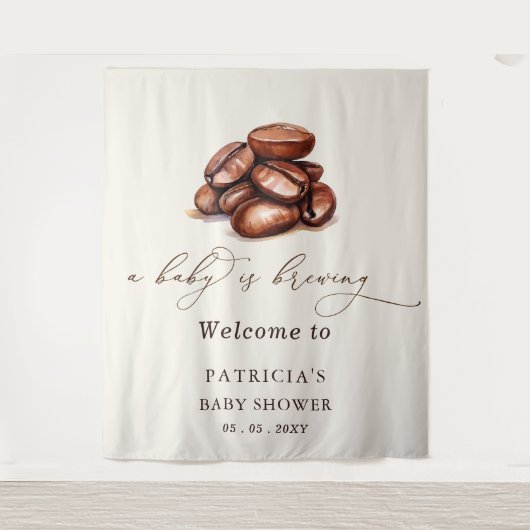 Baby is Brewing Coffee Baby Shower Welkom Bord Wandkleed (Voorkant)