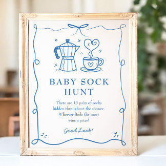 Baby is Brewing Coffee Baby Sock Hunt Bord Poster