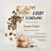 Baby is Brewing! Coffee Bean Baby Shower Kaart (Voorkant / Achterkant)