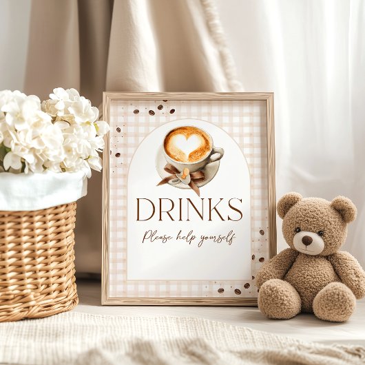 Baby is Brewing Coffee Bean Thema Baby Shower Bar Poster