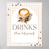 Baby is Brewing Coffee Bean Thema Baby Shower Bar Poster (Voorkant)