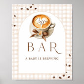 Baby is Brewing Coffee Bean Theme Baby Shower Bar Poster (Voorkant)