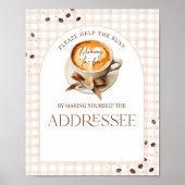 Baby is Brewing Coffee Bean Theme Baby Shower Bar Poster (Voorkant)