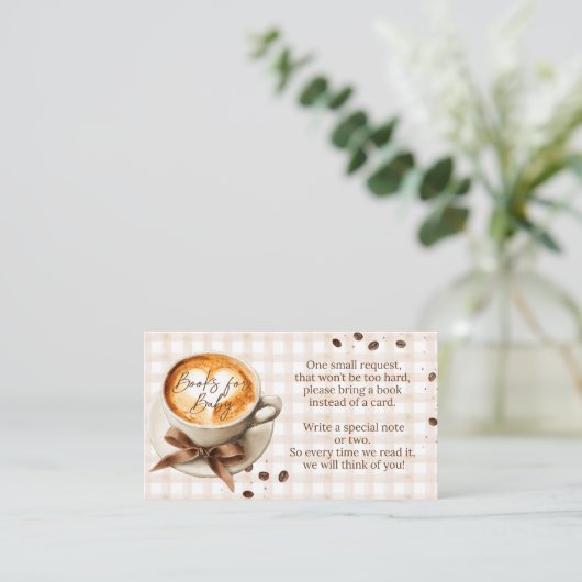 Baby is Brewing Coffee Bean Theme Baby Shower Informatiekaartje (Staand voorkant)