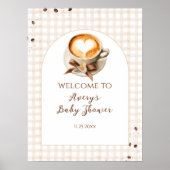 Baby is Brewing Coffee Bean Theme Baby Shower Poster (Voorkant)