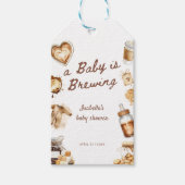 Baby Is Brewing Coffee Brown Baby Shower Cadeaulabel (Voorkant)
