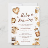 Baby Is Brewing Coffee Brown Baby Shower Kaart (Voorkant)