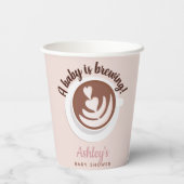 Baby is Brewing Coffee Brunch Baby shower Sprinkle Papieren Bekers (Achterkant)