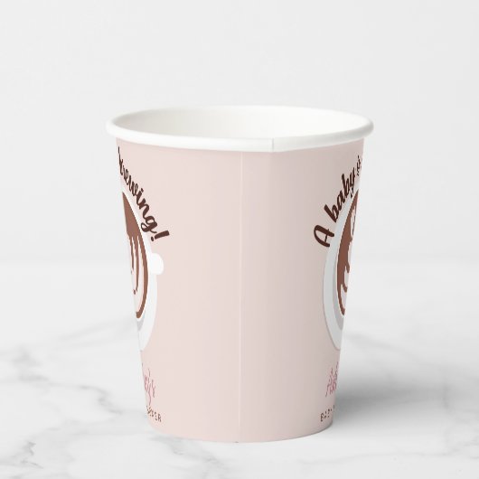 Baby is Brewing Coffee Brunch Baby shower Sprinkle Papieren Bekers (Rechts)