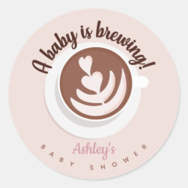 Baby is Brewing Coffee Brunch Baby shower Sprinkle Ronde Sticker
