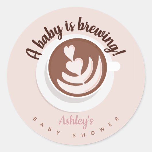 Baby is Brewing Coffee Brunch Baby shower Sprinkle Ronde Sticker (Voorkant)