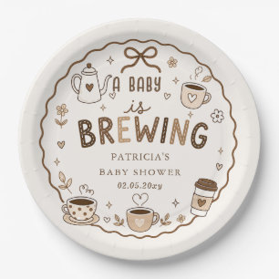 Baby is Brewing Coffee Geslacht Neutrale Baby Borr Papieren Bordje