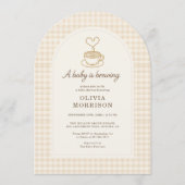 Baby is Brewing Coffee Gingham Baby Shower Kaart (Voorkant)