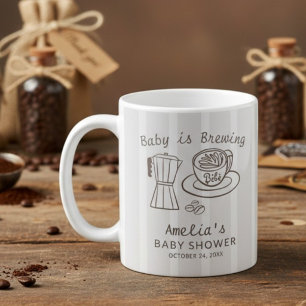 Baby is Brewing Coffee Strepen Baby Shower Koffiemok