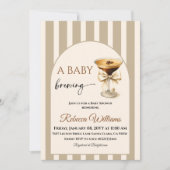 Baby is Brewing Coffee Theme Beige Bow Baby Shower Kaart (Voorkant)