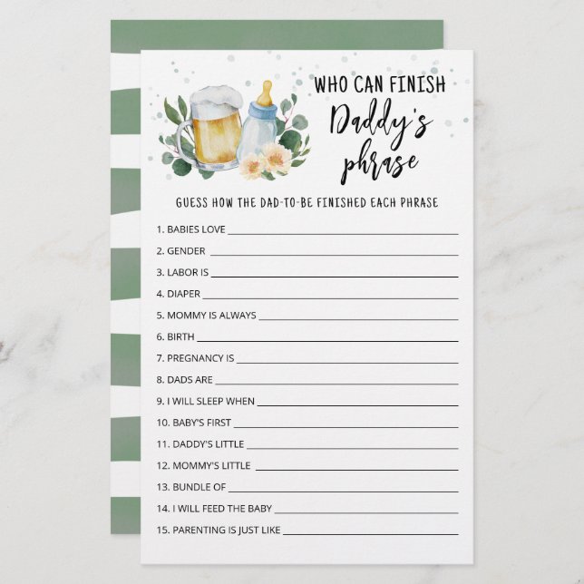 Baby is Brewing die papa's woordspelletje kan afma (Voorkant / Achterkant)