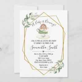 Baby is Brewing Easter Tea Greenery Shower Feestdagenkaart