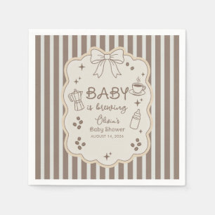 Baby is Brewing Espresso Koffie Baby Shower Servet