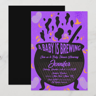 Baby is Brewing Ghost Groovy Retro Baby Shower Kaart