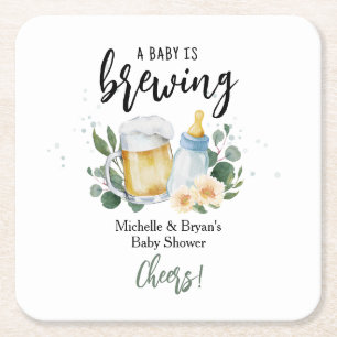 Baby Is Brewing Groene Baby Shower Cheers Kartonnen Onderzetters