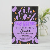 Baby is Brewing Groovy Retro Baby shower Kaart (Staand voorkant)