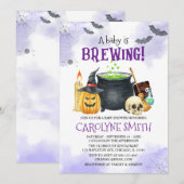 Baby is Brewing Halloween Baby shower Uitnodiging (Voorkant / Achterkant)