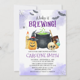 Baby is Brewing Halloween Baby shower Uitnodiging