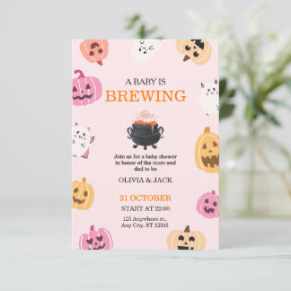 Baby is Brewing Halloween Baby Shower uitnodiging