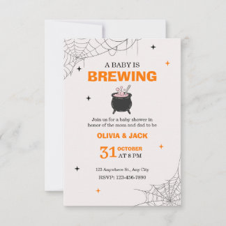 Baby is Brewing Halloween Baby Shower uitnodiging