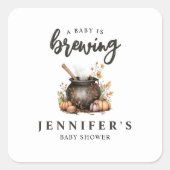 Baby Is Brewing Halloween Baby Shower Vierkante Sticker (Voorkant)