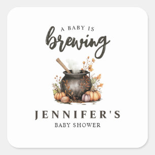 Baby Is Brewing Halloween Baby Shower Vierkante Sticker