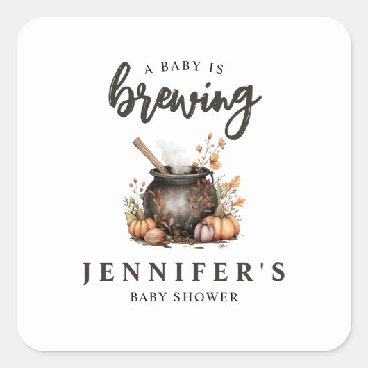 Baby Is Brewing Halloween Baby Shower Vierkante Sticker (Voorkant)