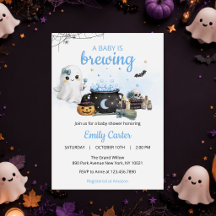 Baby Is Brewing Halloween Blauwe Baby Shower
