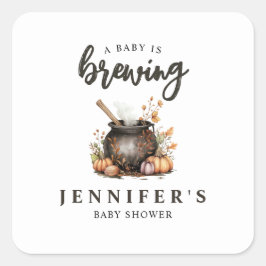 Baby Is Brewing Halloweenthema baby shower Vierkante Sticker