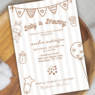Baby Is Brewing Hand Draw Coffee Baby Shower Kaart