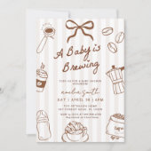 Baby is Brewing Hand Drawn Coffee Baby Shower Kaart (Voorkant)