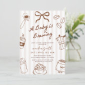 Baby is Brewing Hand Drawn Coffee Baby Shower Kaart (Staand voorkant)