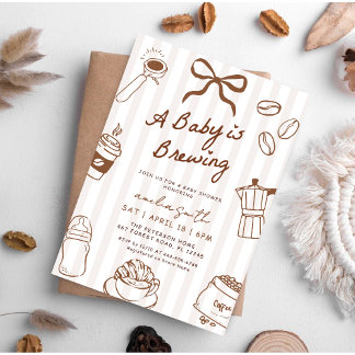 Baby is Brewing Hand Drawn Coffee Baby Shower Kaart