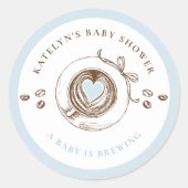 Baby Is Brewing Hand Getekend Ronde Sticker (Voorkant)