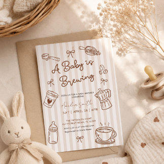 Baby is Brewing Hand Getekende Koffie Baby Shower Kaart
