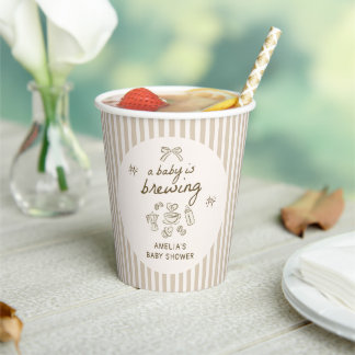 Baby is Brewing Hand Getekende Koffie Baby Shower Papieren Bekers
