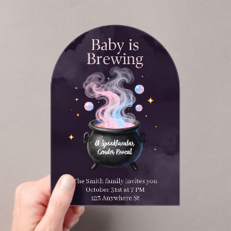 Baby Is Brewing Heksenpot Halloween Geslacht Revea Acryl Uitnodigingen