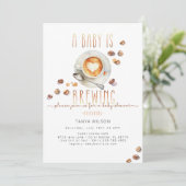Baby Is Brewing Koffie Baby Shower | Bewerkbaar Kaart (Staand voorkant)