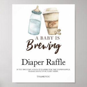 Baby is brewing koffie baby shower luierloterij poster