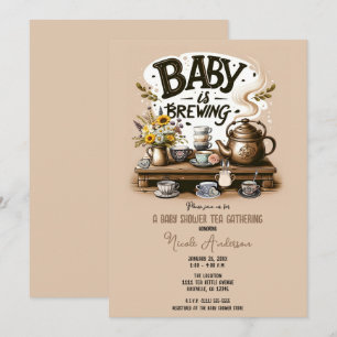 Baby is Brewing Landelijke Theeketel Perzik Douche Kaart