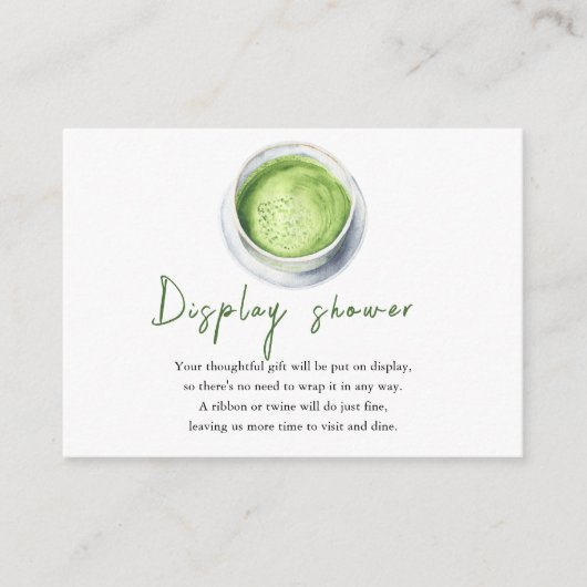 Baby is Brewing Matcha Tea Display shower Informatiekaartje (Voorkant)